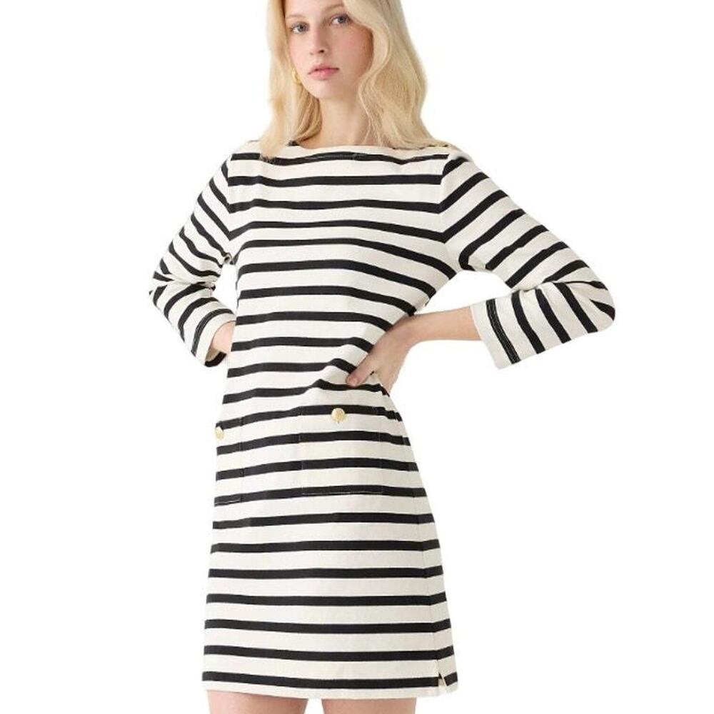 J.CREW Parisian Mariner cloth shirt-dress with gold buttons